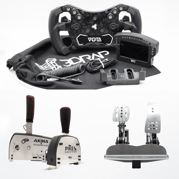 Vota Steering Wheel (DHP: GT / Formula) &#038; Akina Handbrake &#038; Pikes Shifter &#038; Ngasa Pedals PRO &#8211; Kit Formula with Formula Base &#038; VIRI Dashboard – Ignition SERIES (PC)